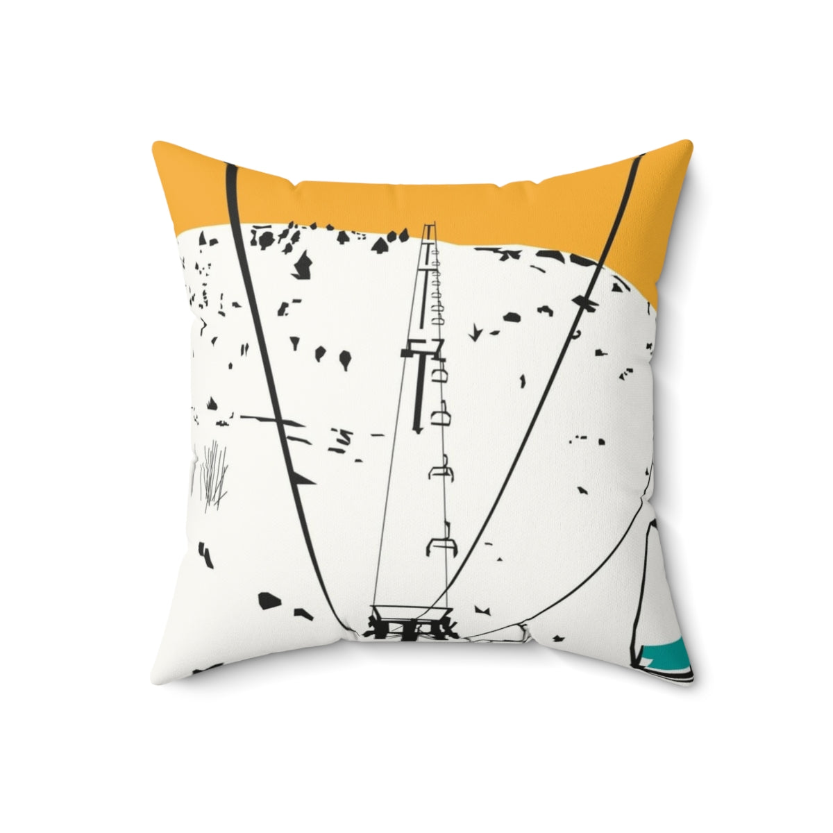 Soft, plush ski-themed pillow with a snowy mountain design - Back