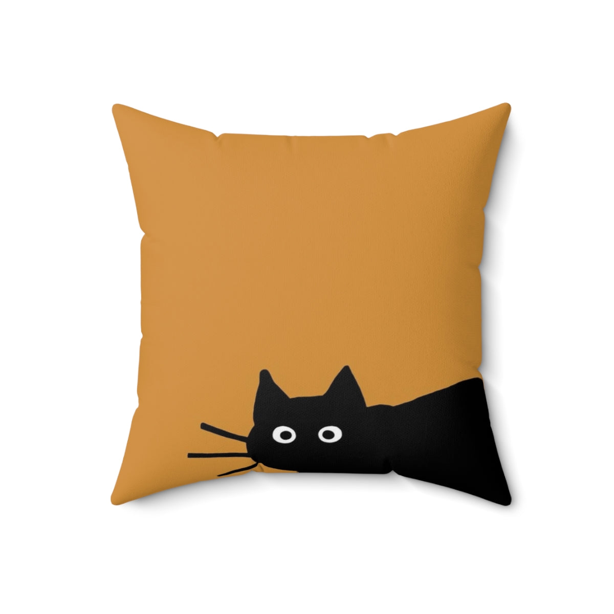 A decorative black cat-themed pillow with a fun, whimsical design.