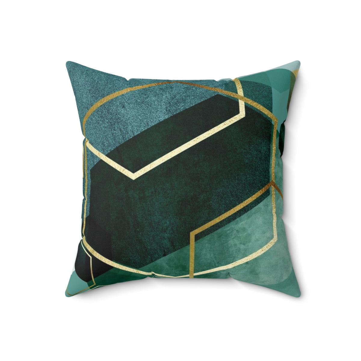 Teal green geometric patterned decorative throw pillow