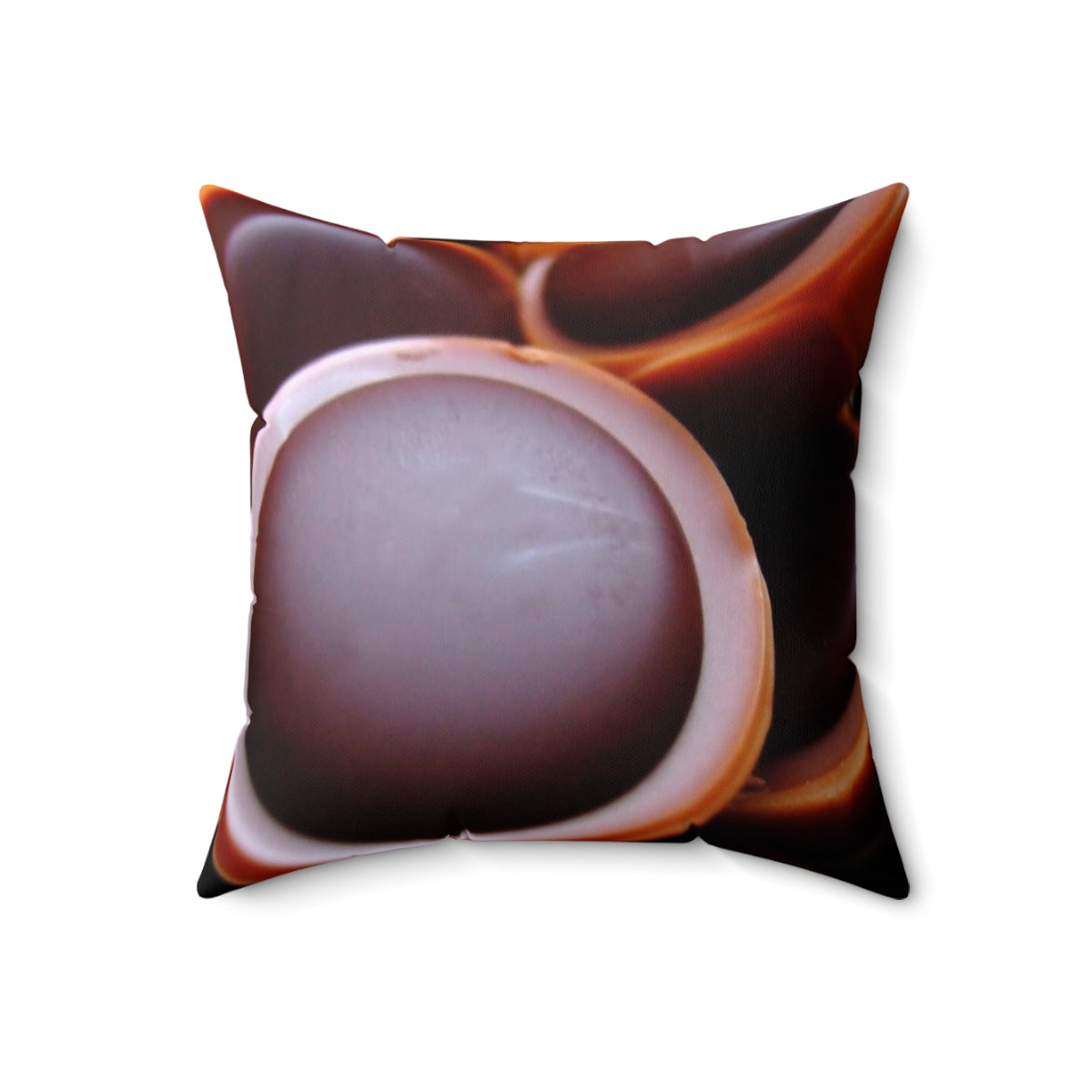 Toffifee-inspired abstract design pillow in blue and rose colors - Back