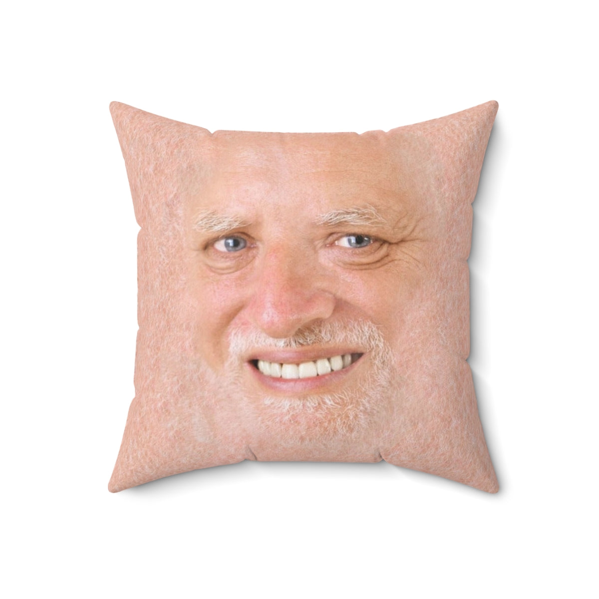 Decorative pillow featuring the "Hide the Pain Harold" meme image, a popular internet and viral meme character.