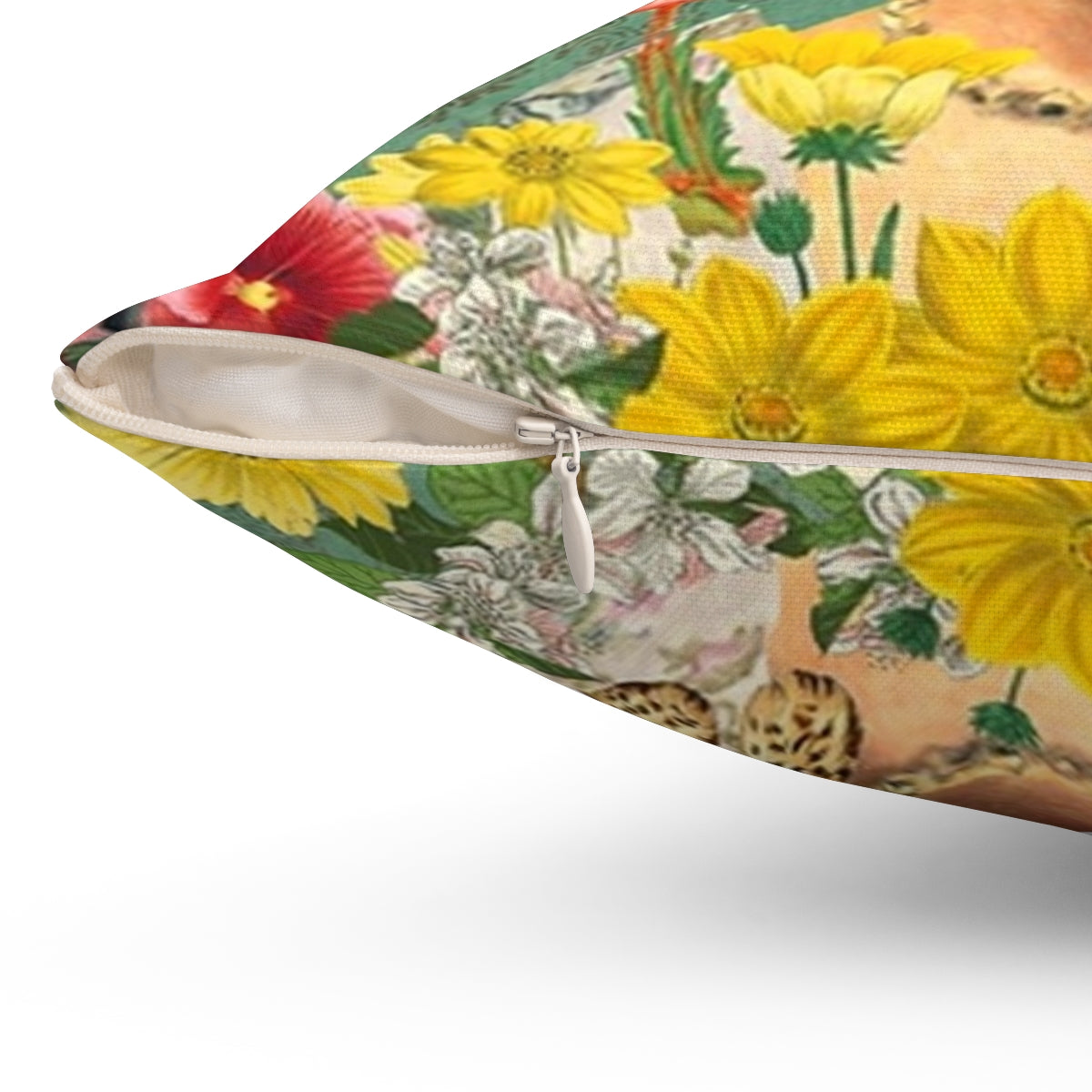 Colorful floral pillow design inspired by the iconic Frida Kahlo artwork and culture - Detail