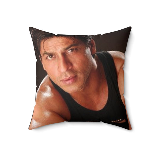 Vintage-inspired pillow featuring the iconic Bollywood actor Shahrukh Khan