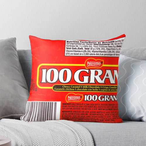 100 Grand chocolate bar inspired pillow, a nostalgic and delicious decor piece for chocolate lovers.