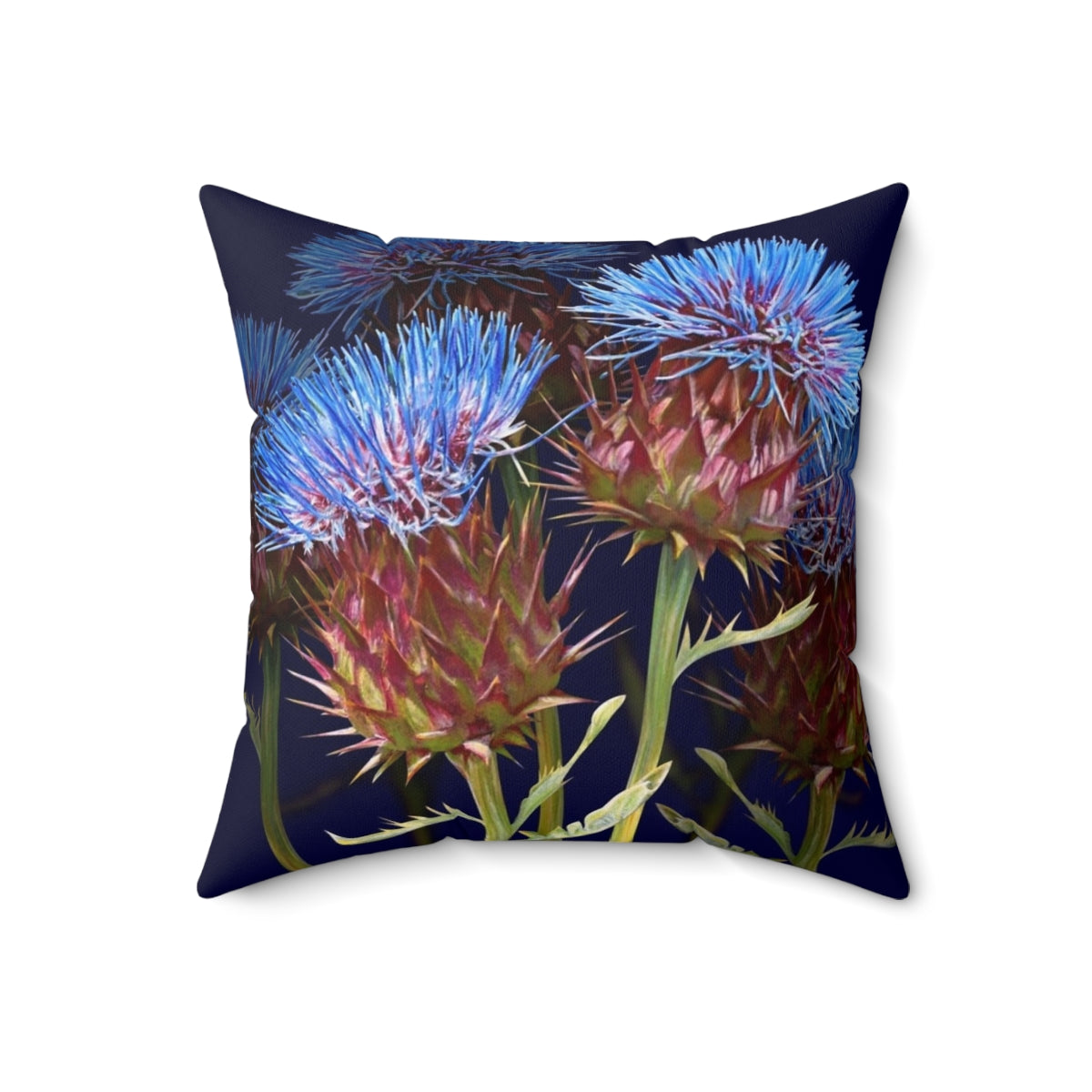 Vibrant blue Scottish thistle flower artwork