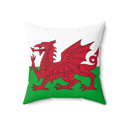 Decorative pillow featuring the iconic dragon and colors of the Welsh flag