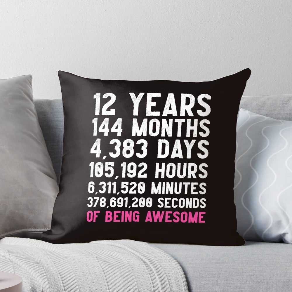 Girls 12th birthday countdown t-shirt, featuring a funny design and text "Happy Birthday 12 Years Old