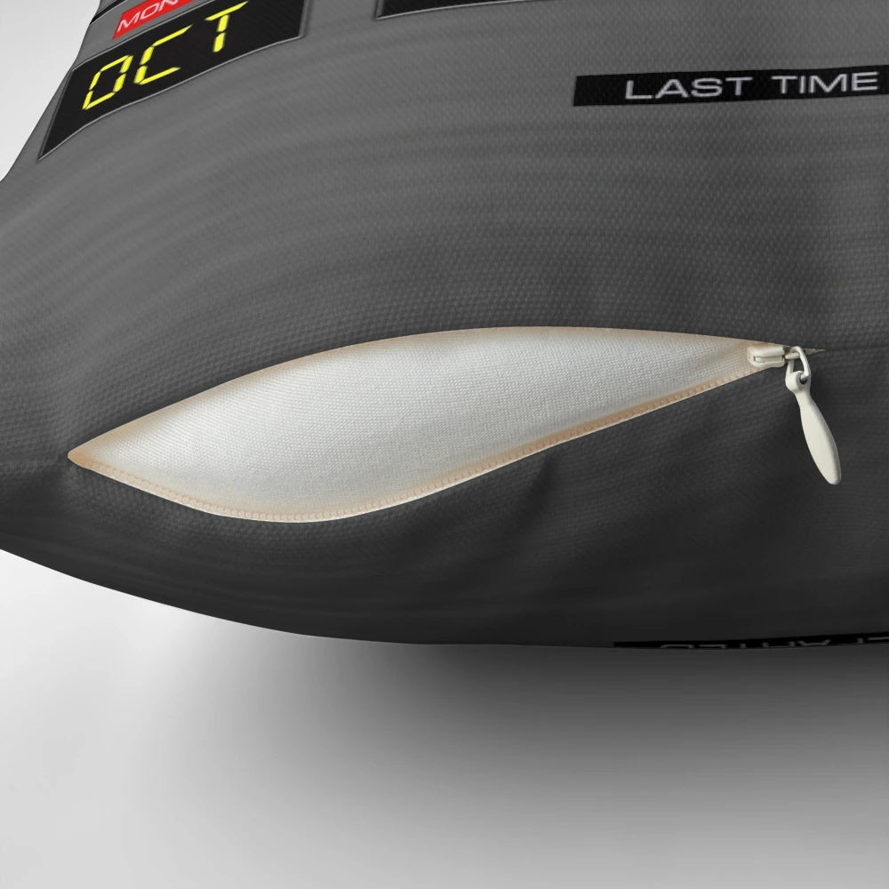 1980s sci-fi inspired Back to the Future themed couch pillow