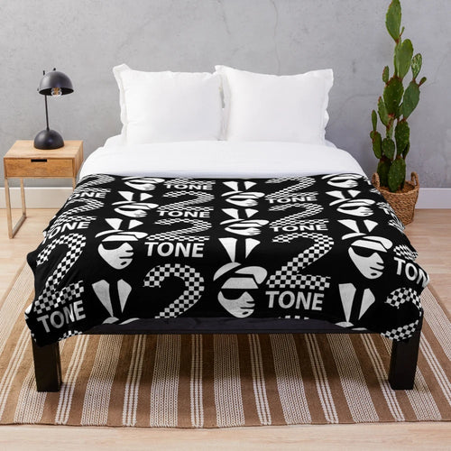 2 tone inspired plush blanket with rude boy ska music design