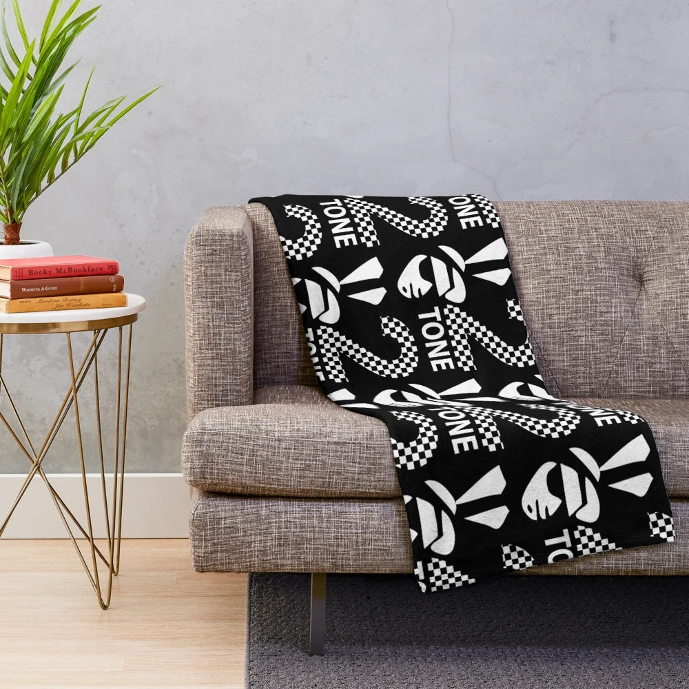 2 tone inspired plush blanket with rude boy ska music design