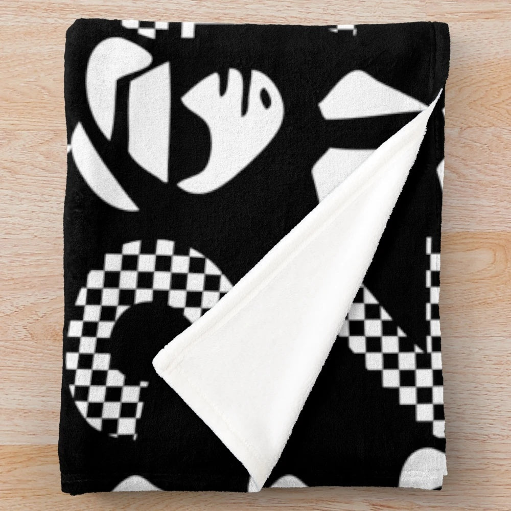 2 tone inspired plush blanket with rude boy ska music design