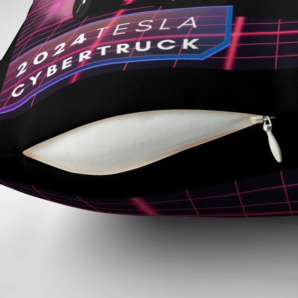 2024 Tesla Cybertruck Retro Synthwave Pillow