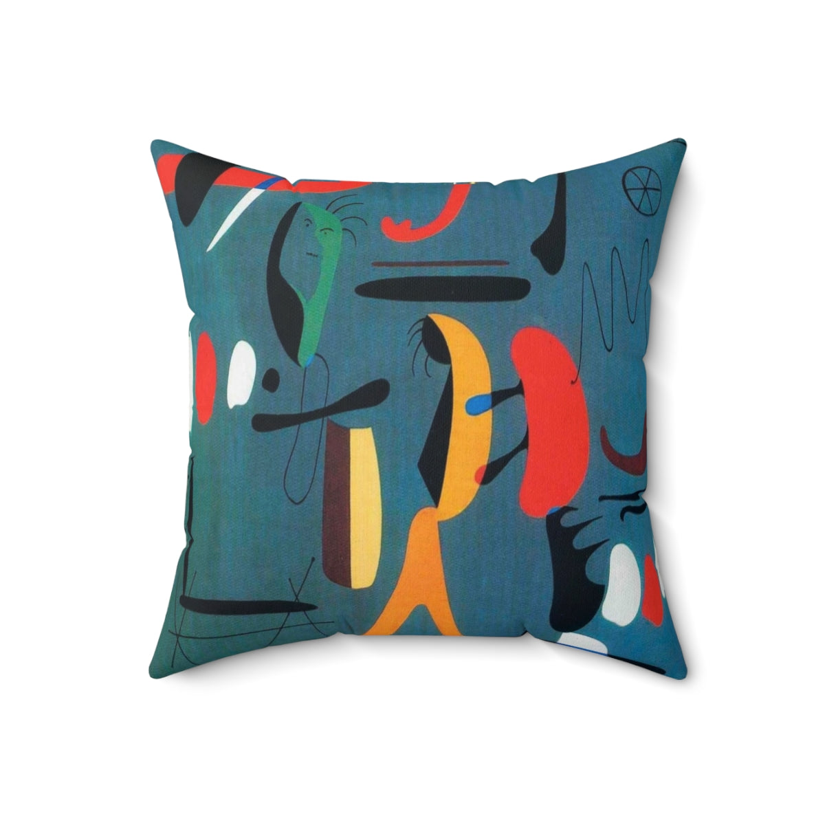 Vibrant abstract painting-inspired pillow featuring bold colors and shapes