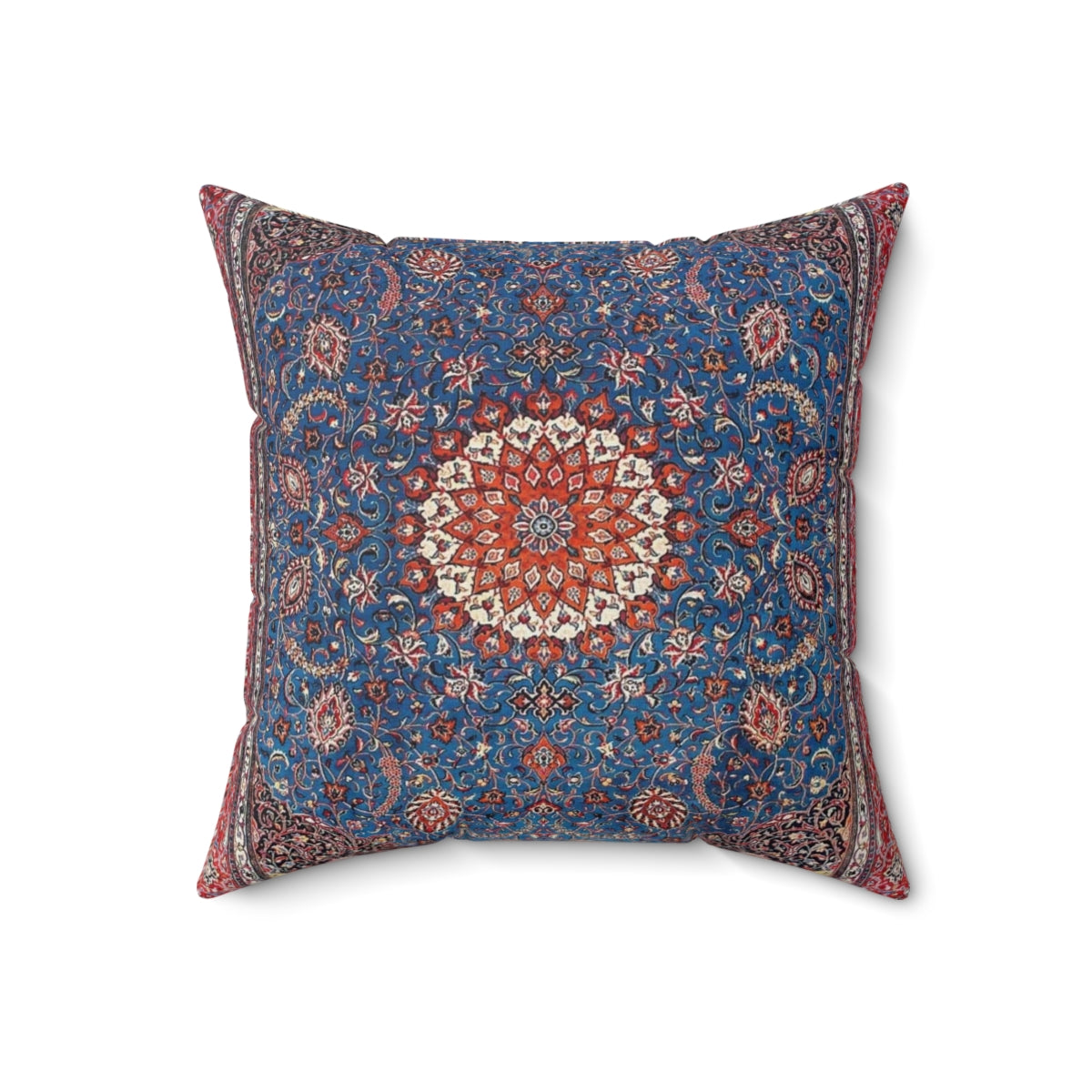 Vintage-inspired Sarouk Persian rug floral pattern decorative throw pillow - Back