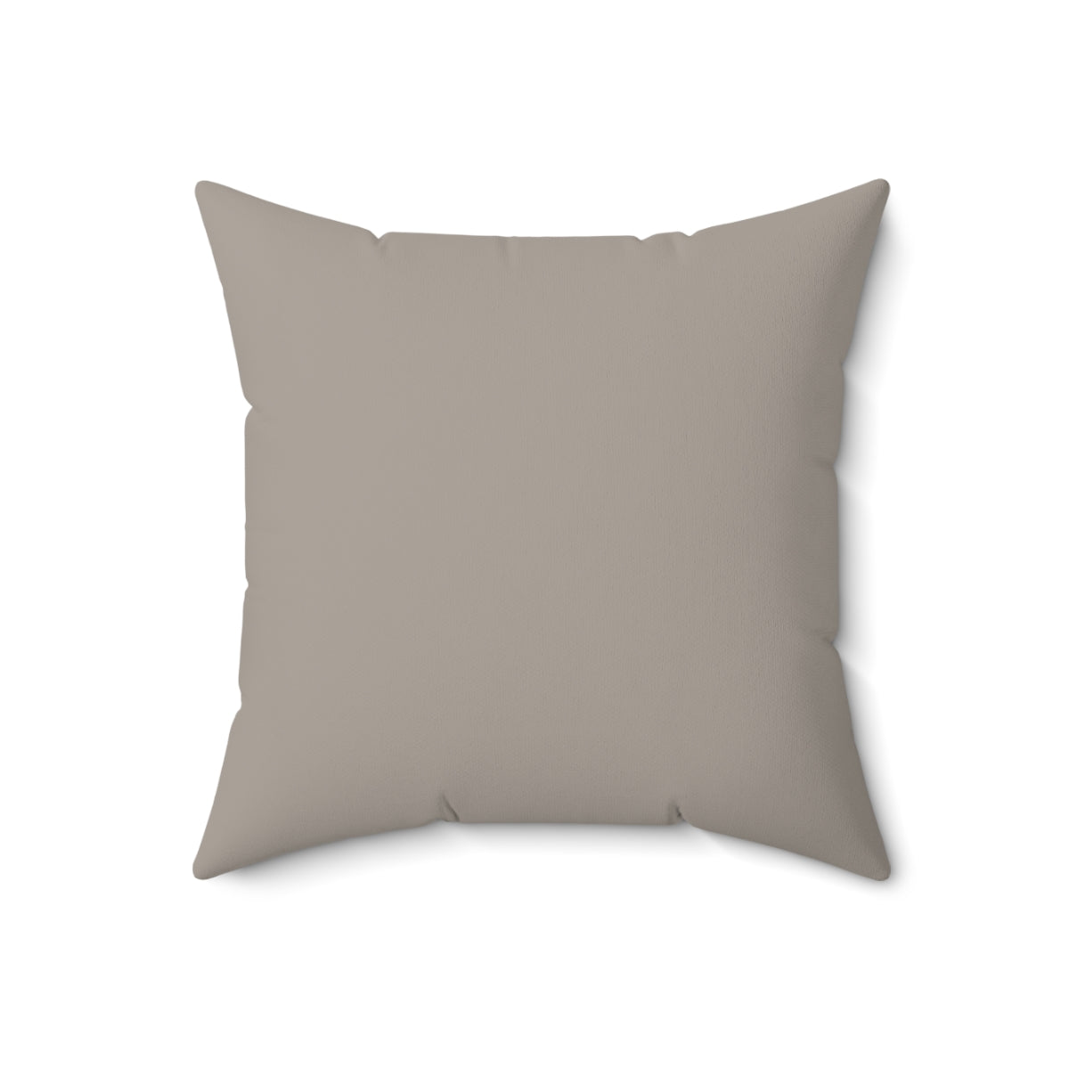 Taupe solid color pillow with a simple, minimalist abstract design inspired by nature - Back