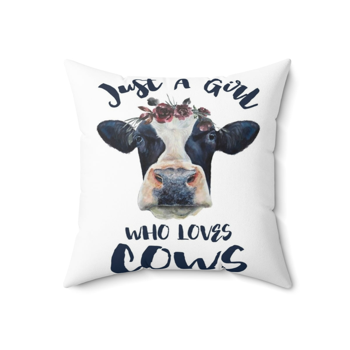 Watercolor painting of a cow on a soft throw pillow for animal lovers - Back