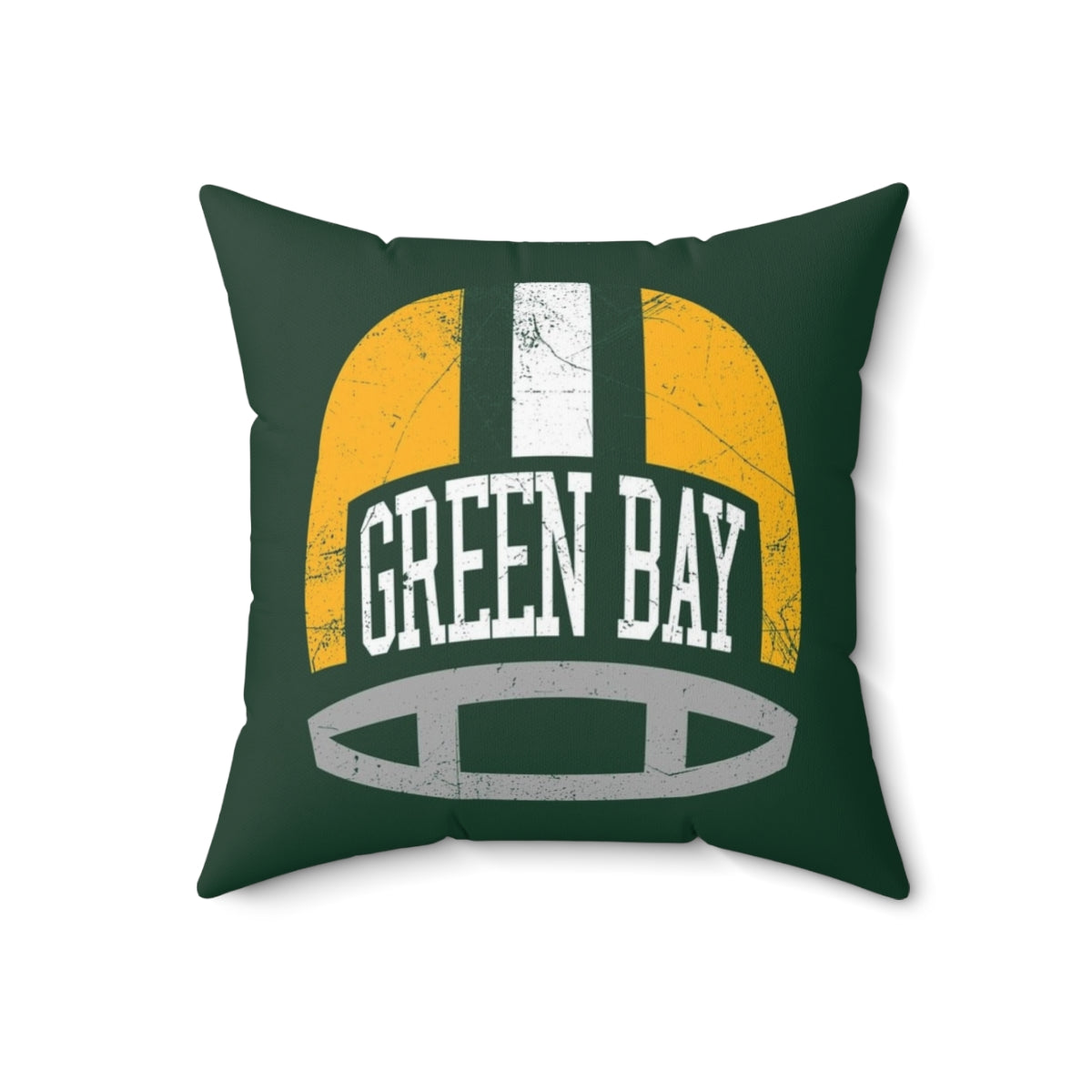 Vintage-style Green Bay Packers retro helmet-inspired decorative throw pillow - Back