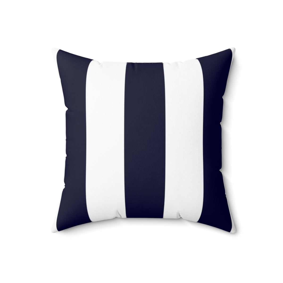 Navy blue and white striped coastal accent pillow - Back