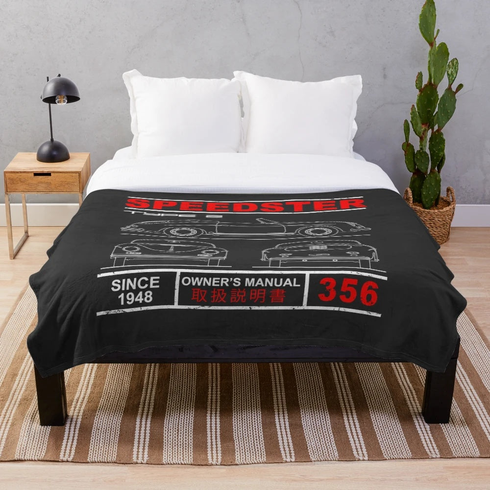 356 Speedster Blueprint Plush Blanket