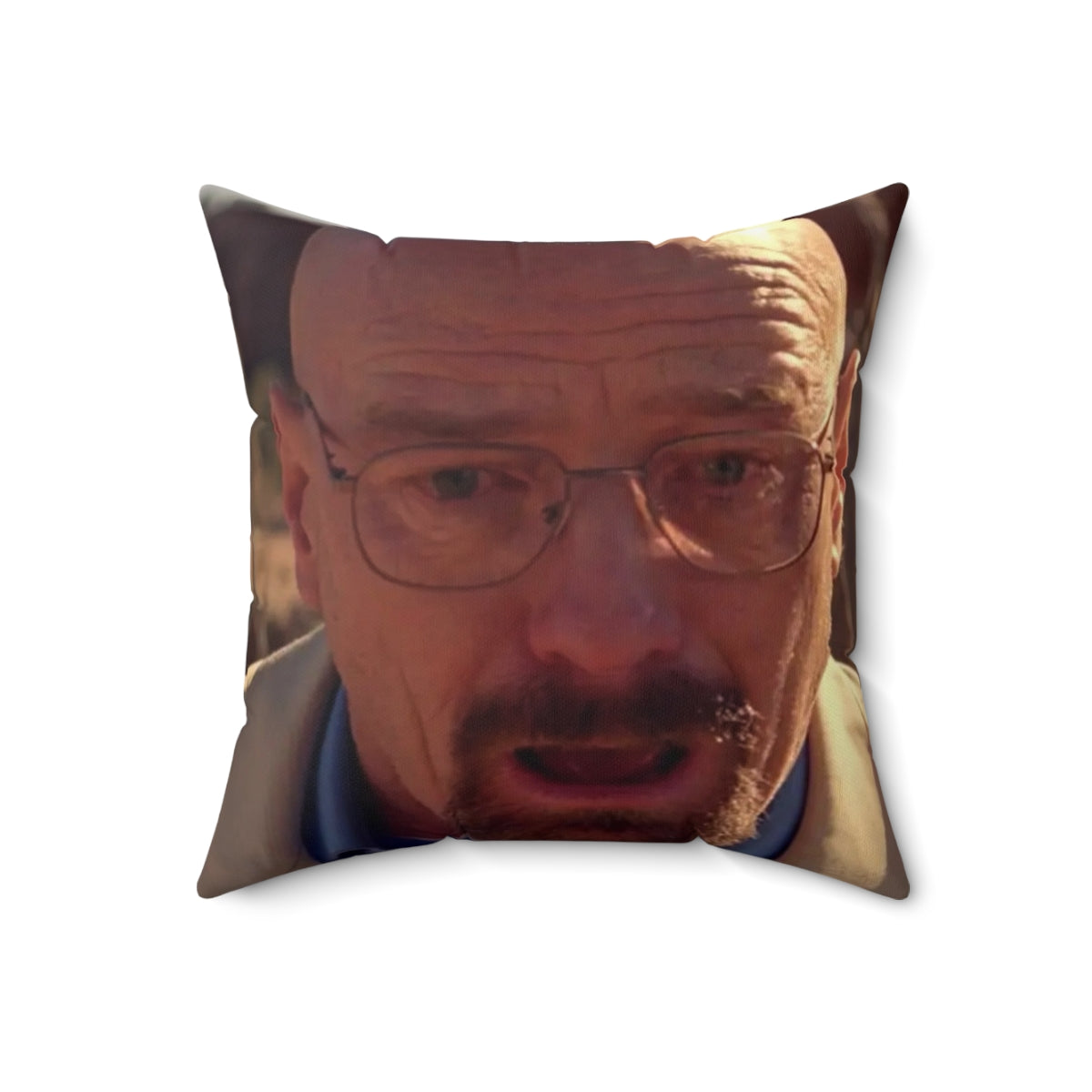 Walter White meme-inspired pillow with "I am the one who knocks" quote from Breaking Bad - Back