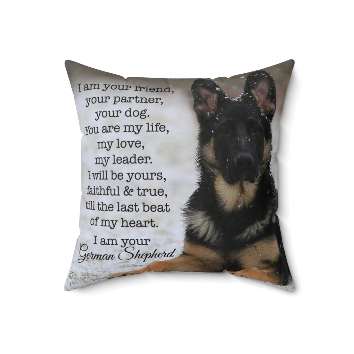 A soft and plush pillow featuring a charming German shepherd dog design. - Back