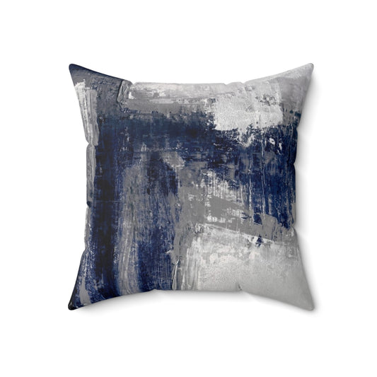 Vibrant blue and gray abstract pillow for minimalist decor