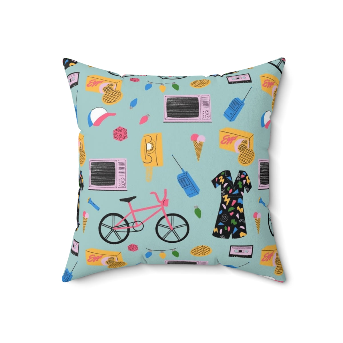 Colorful Stranger Things-inspired throw pillow with abstract pattern - Back