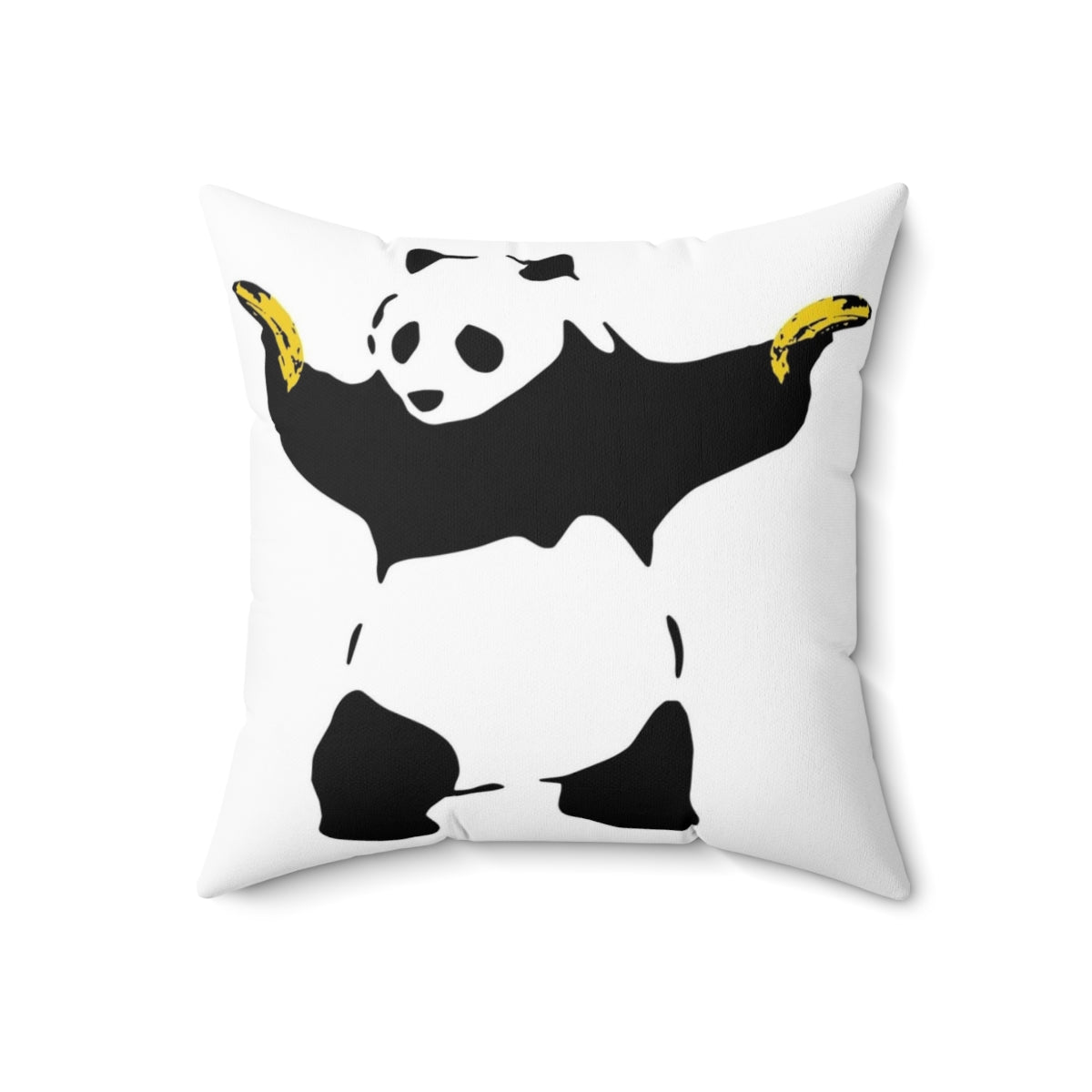 Decorative panda stencil pillow with a banana gun design - Back