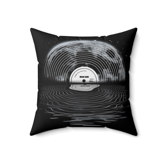 A decorative pillow featuring a moon and night sky design, perfect for a space-themed or retro-inspired bedroom.