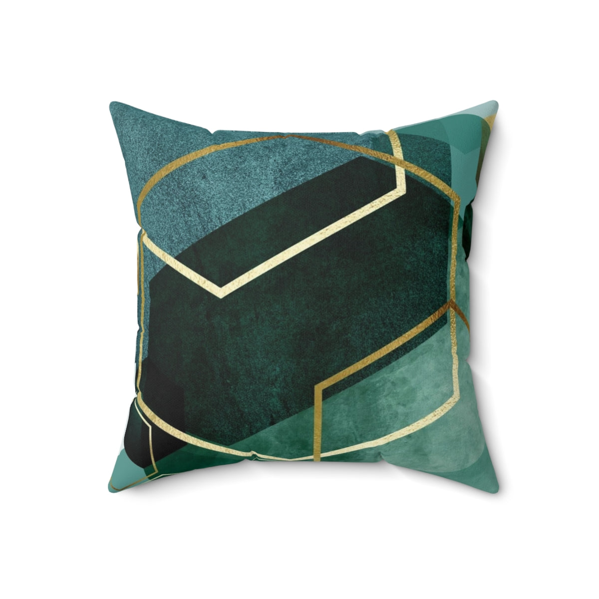 Teal green geometric patterned decorative throw pillow - Back