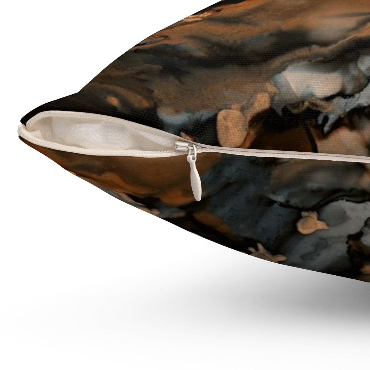 Copper and gold abstract mountain landscape pillow design - Detail