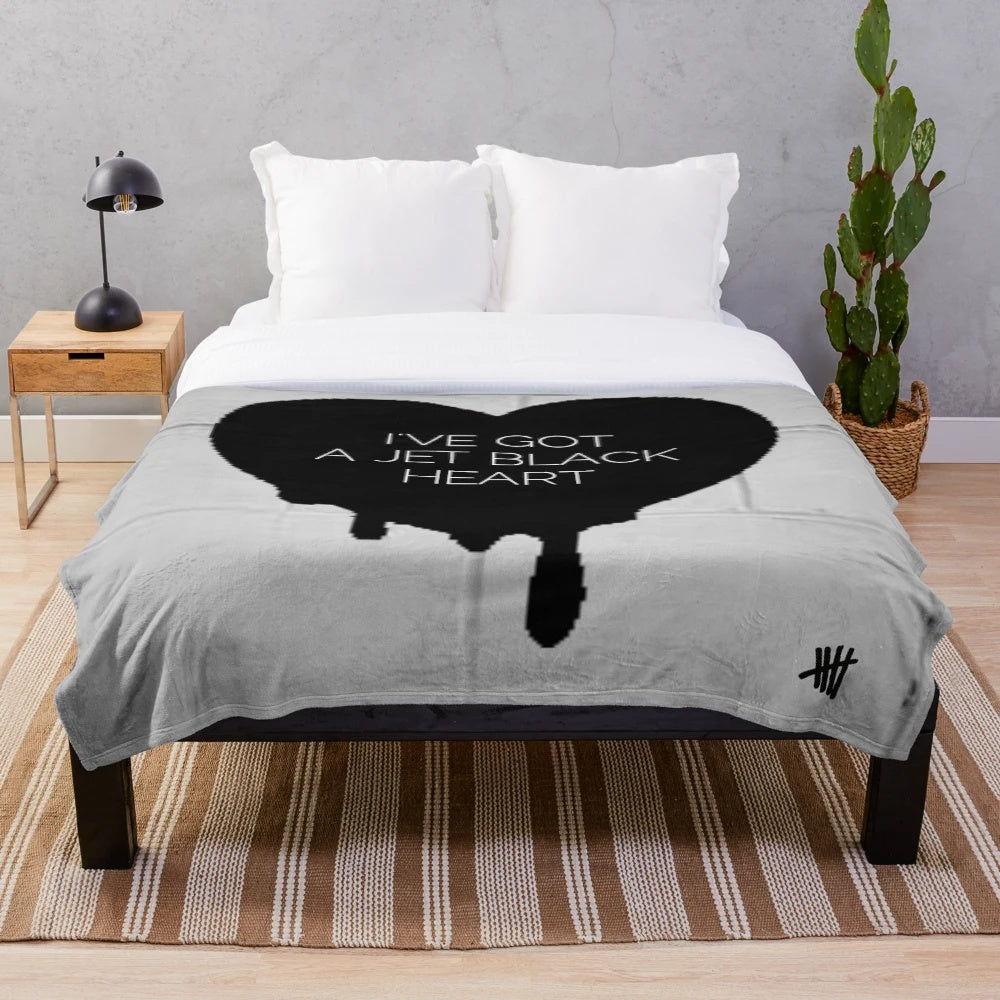 5 Seconds of Summer Jet Black Heart Plush Blanket