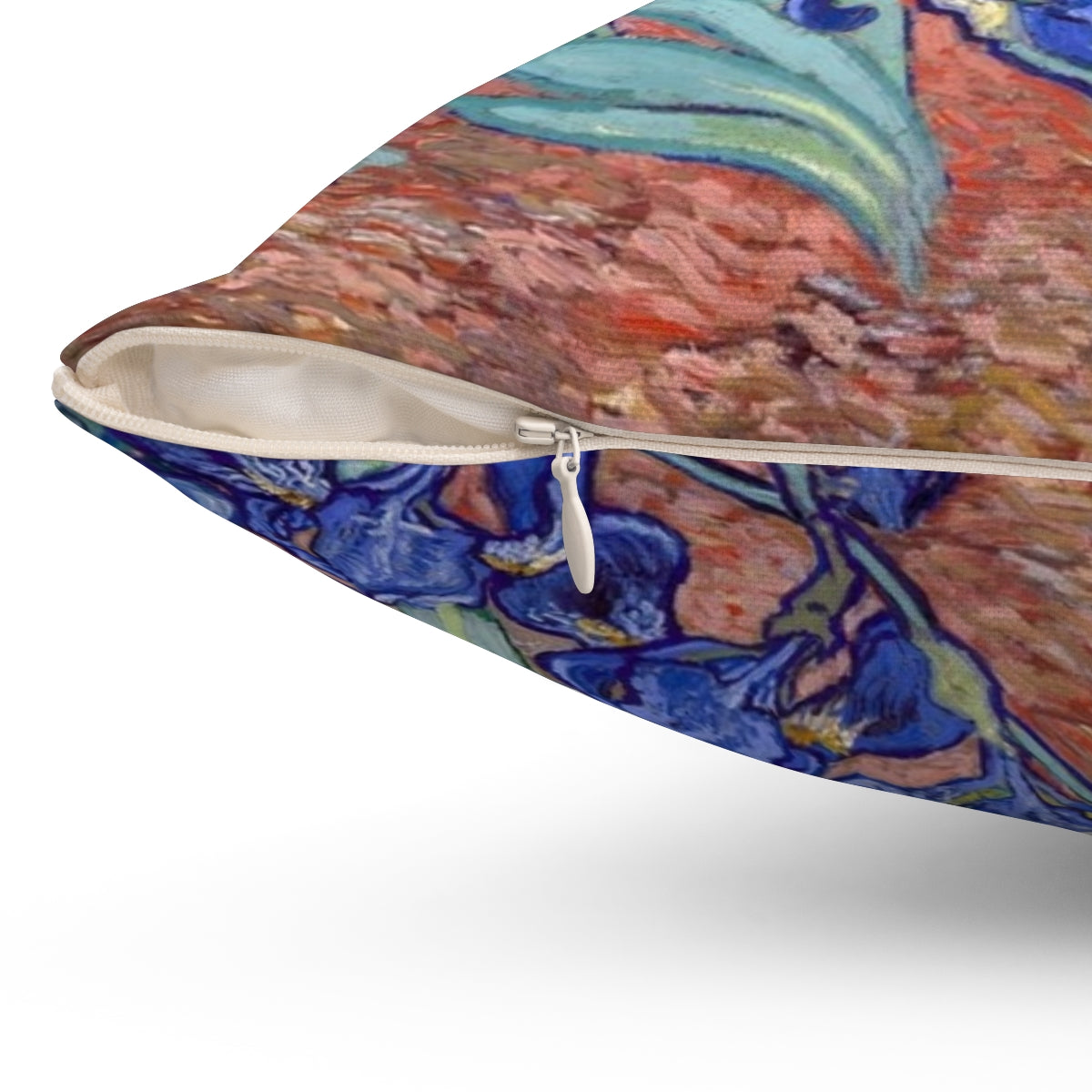 Throw pillow featuring a vibrant floral design inspired by the artwork of Vincent van Gogh. - Detail