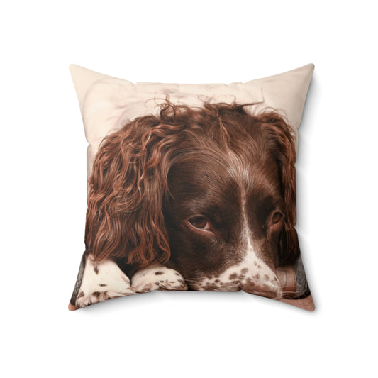 Plush pillow featuring an adorable English Springer Spaniel dog breed