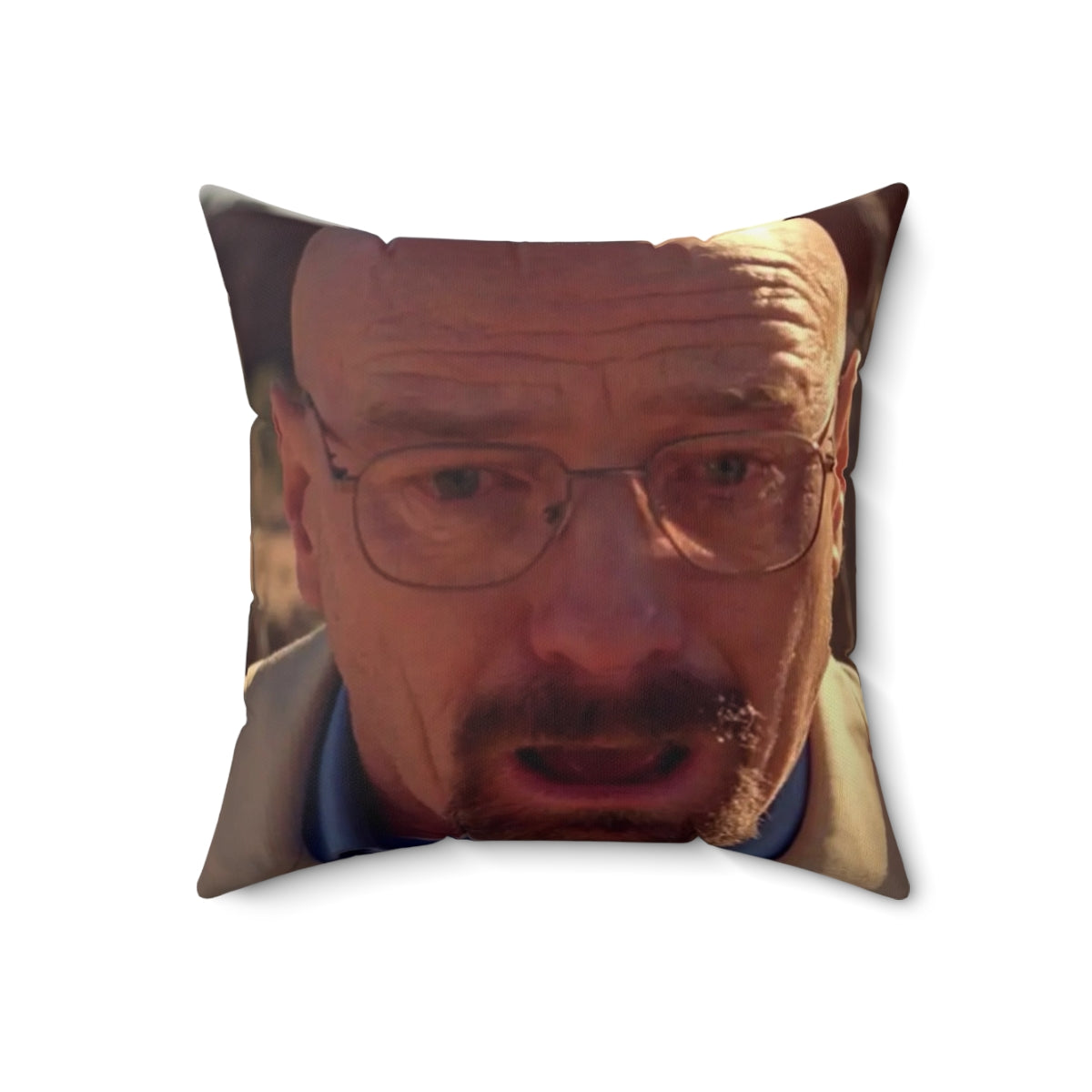 Walter White meme-inspired pillow with "I am the one who knocks" quote from Breaking Bad