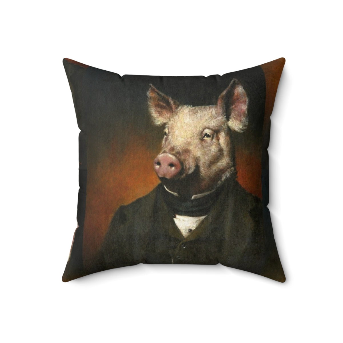 A whimsical acrylic painting of a pig wearing a Victorian gentleman's attire, a quirky and charming piece of farmhouse decor.