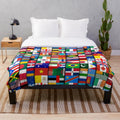 60 Country Flags Plush Blanket - Educational Geography Gift