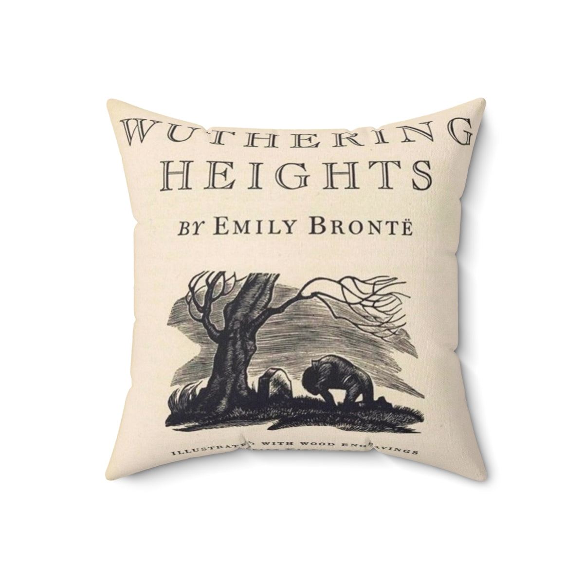 Wuthering Heights-inspired decorative pillow featuring the classic novel's brooding, atmospheric aesthetic. - Back