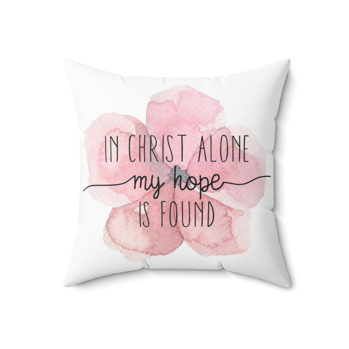 Watercolor floral pillow with an inspirational Christian quote