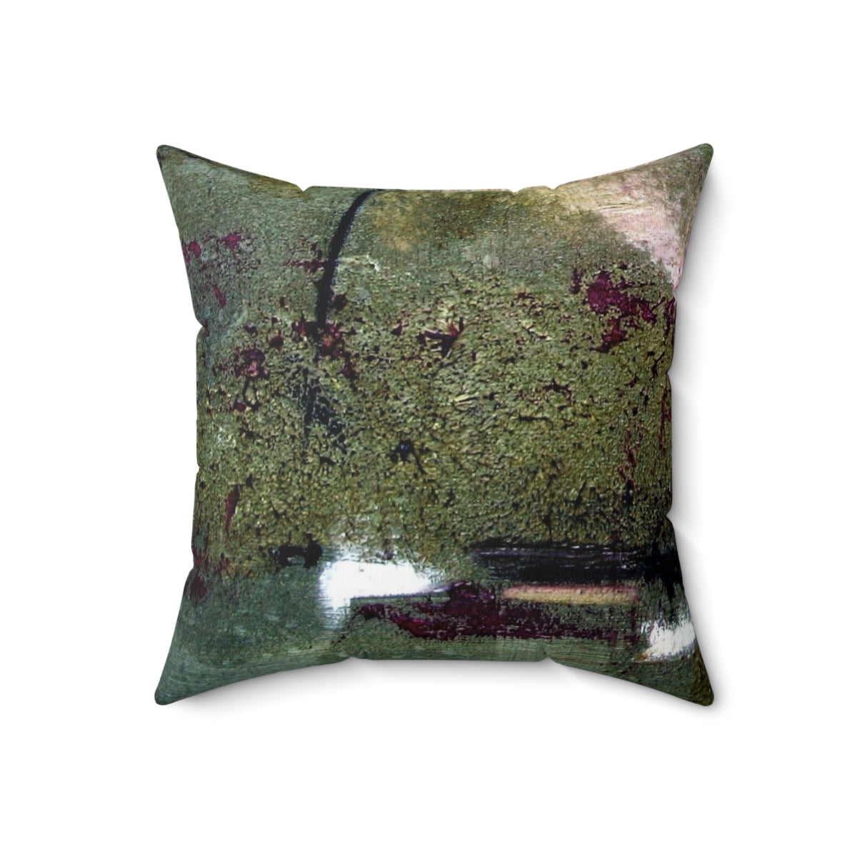 Handmade modern abstract textured sage and plum colored pillow for home decor