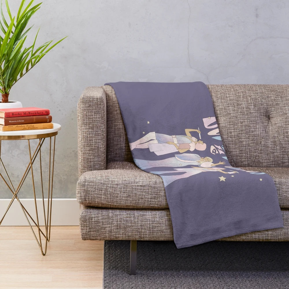 70s-inspired plush blanket with Donna and the Dynamos design