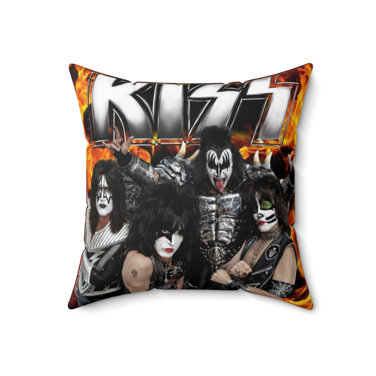 Decorative pillow featuring KISS band logo and design - Back