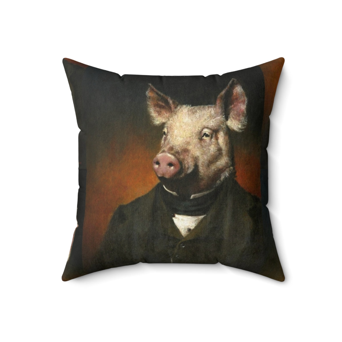 A whimsical acrylic painting of a pig wearing a Victorian gentleman's attire, a quirky and charming piece of farmhouse decor. - Back