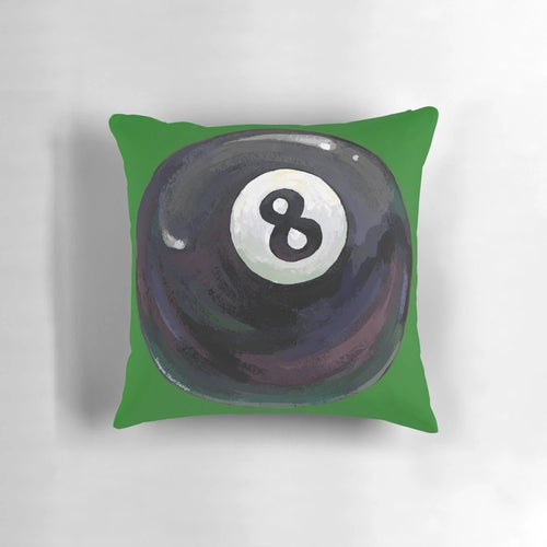 8 ball billiards pillow with black and white design for pool lovers