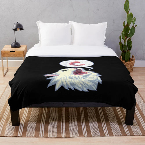 8-bit plush blanket with Thurston the viral cat meme design