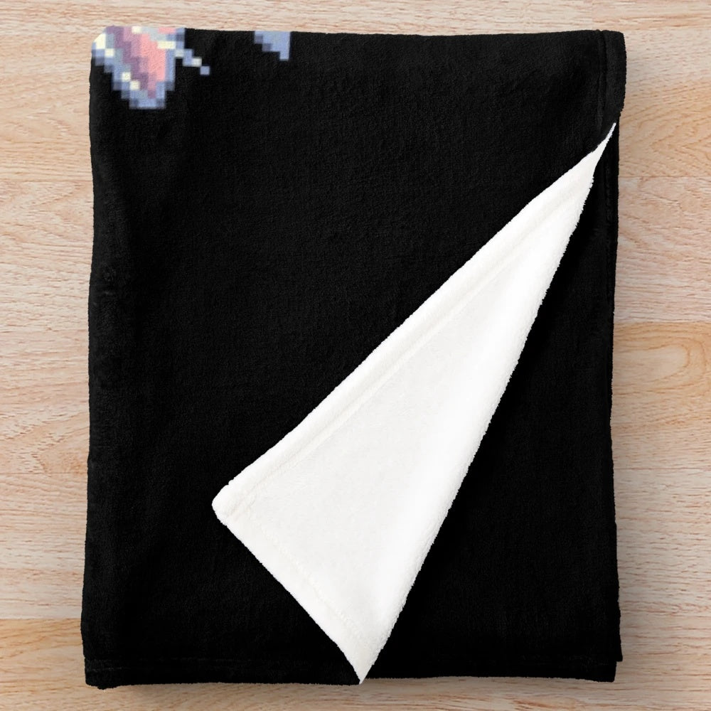 8-bit plush blanket with Thurston the viral cat meme design