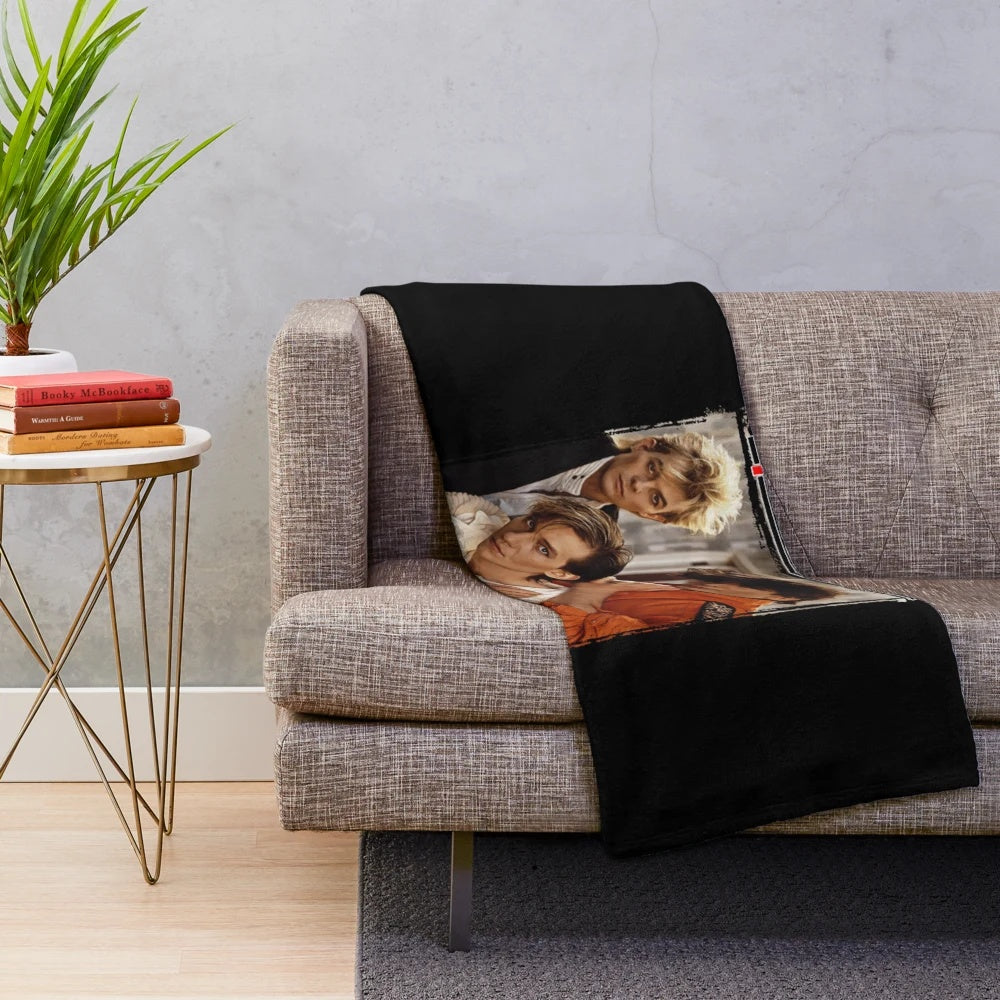 Alphaville inspired plush blanket with a vaporwave aesthetic