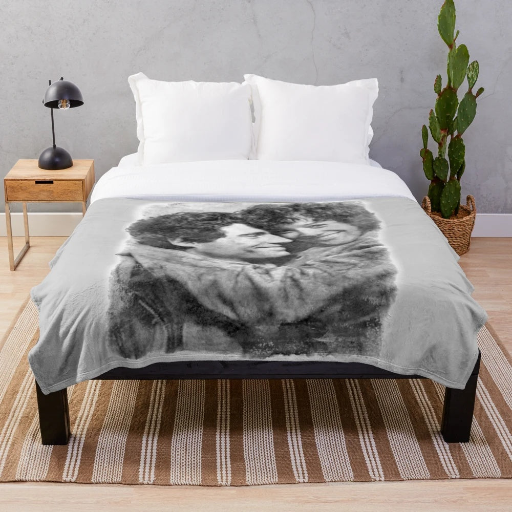 80s inspired watercolor plush blanket featuring Flashdance movie design