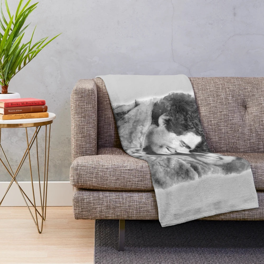 80s inspired watercolor plush blanket featuring Flashdance movie design