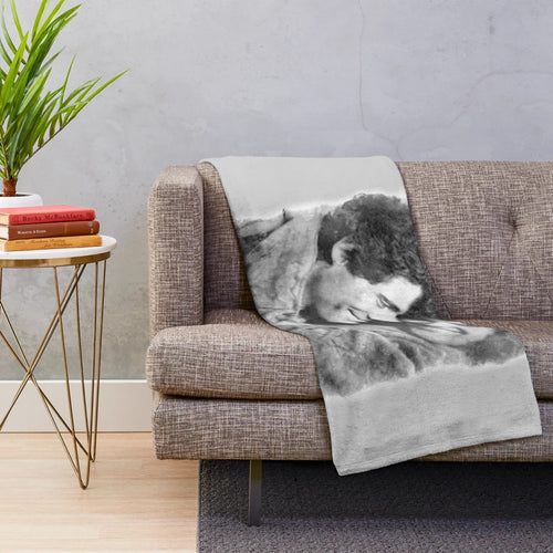 80s inspired watercolor plush blanket featuring Flashdance movie design